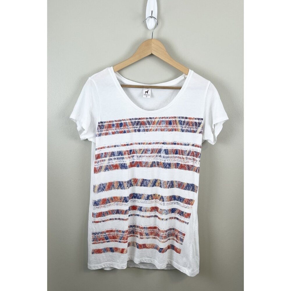 Peruvian Connection Women's Pima Cotton Tee‎ Sz M Geometric Print